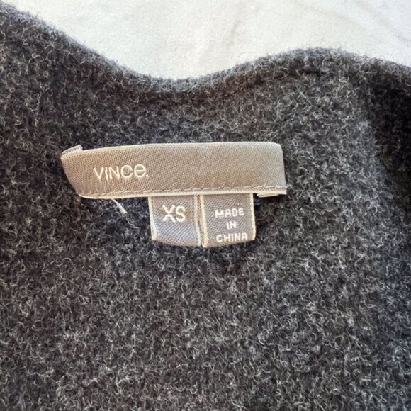 Vince Asymmetrical Draped Two-Tone Wool Coat | Charcoal Heather Grey Extra Small - Picture 11 of 16